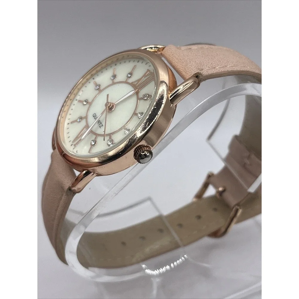 Accutime Women's Quartz Watch Rose Gold Case Pink Band-‎ New Battery